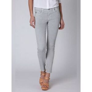 AG Adriano Goldschmied Stevie Ankle Jeans Light Gray Polka Dot